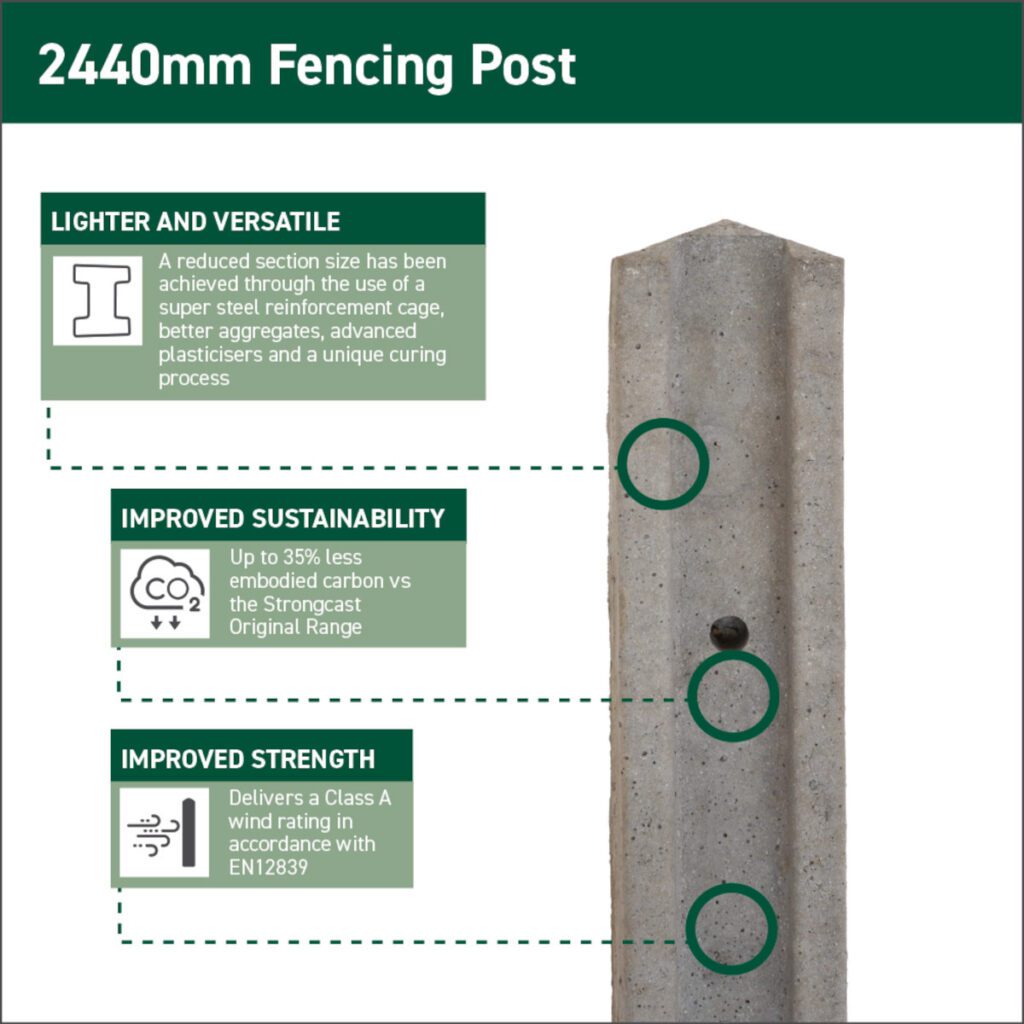 Forest Garden Professional Concrete Post – 2.44m – Pack of 3 5013053204801 2